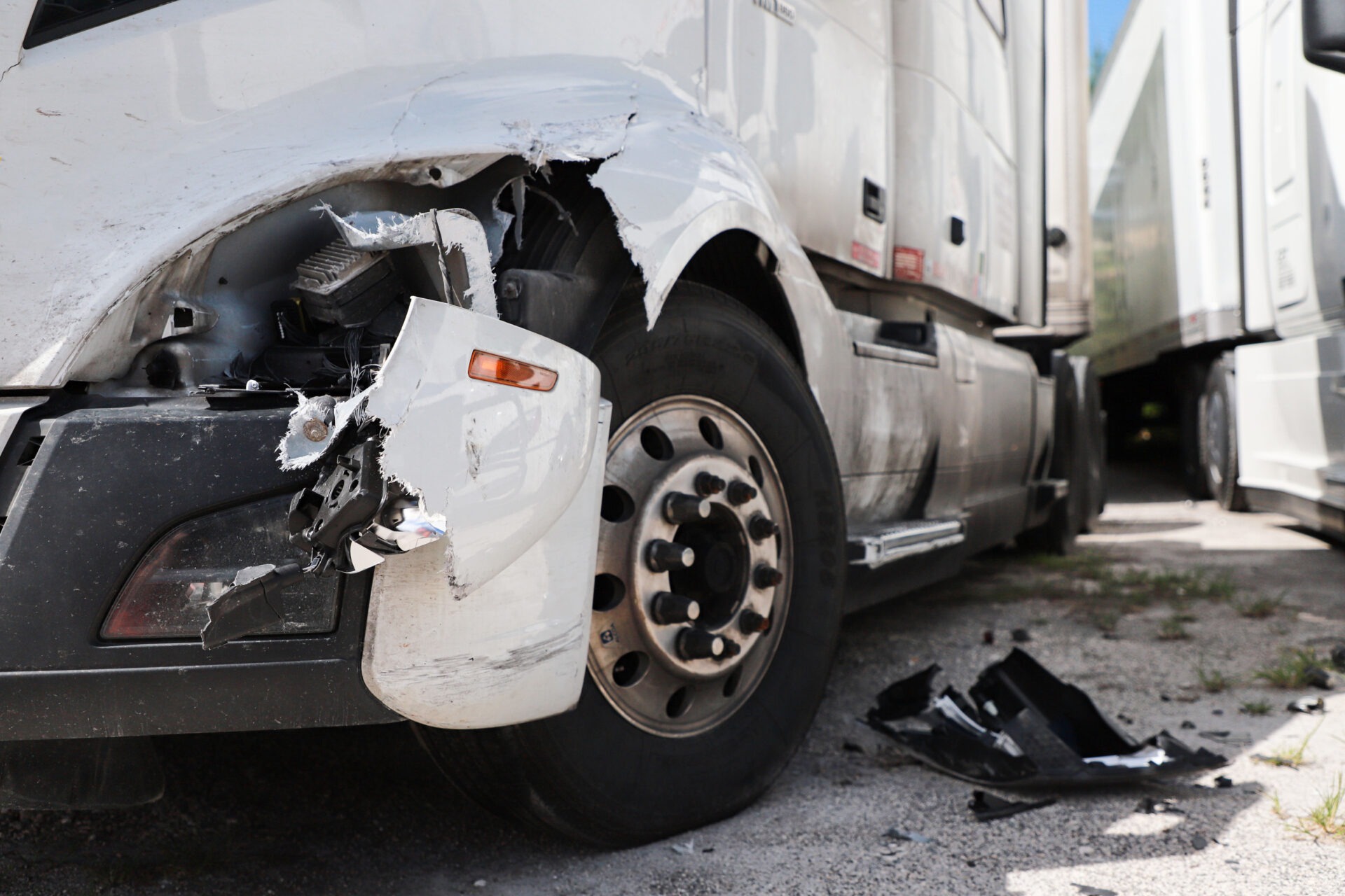 White truck in accident